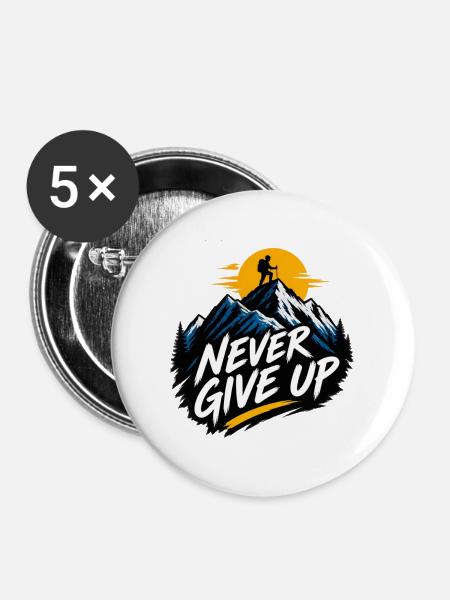 Gipfel ohne Aufgeben - Buttons mittel 32 mm (5er Pack) - Weiß