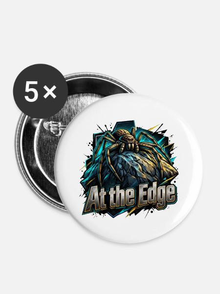 Am Rand der Kante – Spinnenkunst - Buttons mittel 32 mm (5er Pack) - Weiß