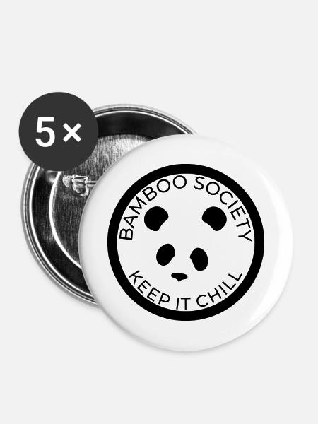 Bamboo Society - KEEP IT CHILL - Panda - Buttons mittel 32 mm (5er Pack) - Weiß