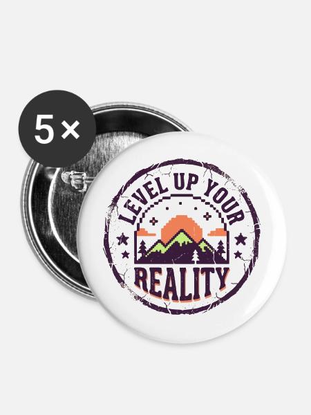 Level up your reality - Buttons mittel 32 mm (5er Pack) - Weiß