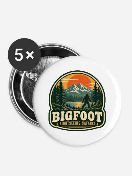 Bigfoot-Safari - Buttons mittel 32 mm (5er Pack) - Weiß