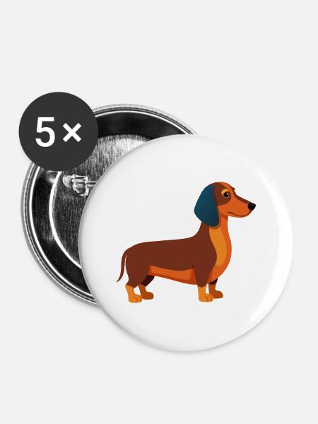Dackel - Buttons mittel 32 mm (5er Pack) - Weiß