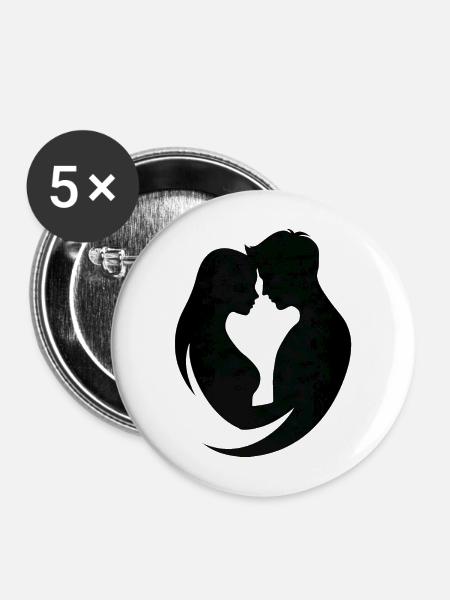 Paar-Silhouetten-Umarmung - Buttons mittel 32 mm (5er Pack) - Weiß