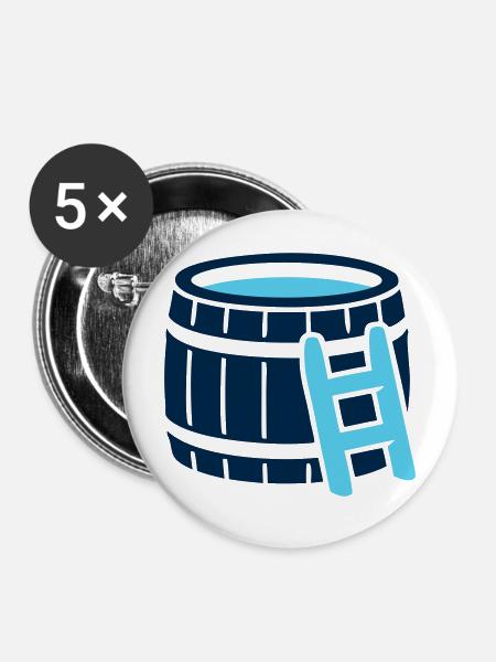 Eisbad Badefass Icon - Buttons mittel 32 mm (5er Pack) - Weiß