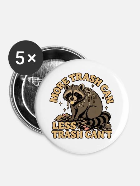 More Trash Can - Buttons mittel 32 mm (5er Pack) - Weiß