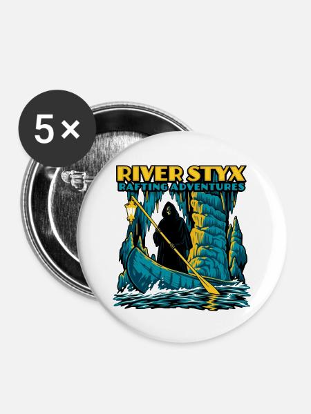 River Styx Rafting - Buttons mittel 32 mm (5er Pack) - Weiß