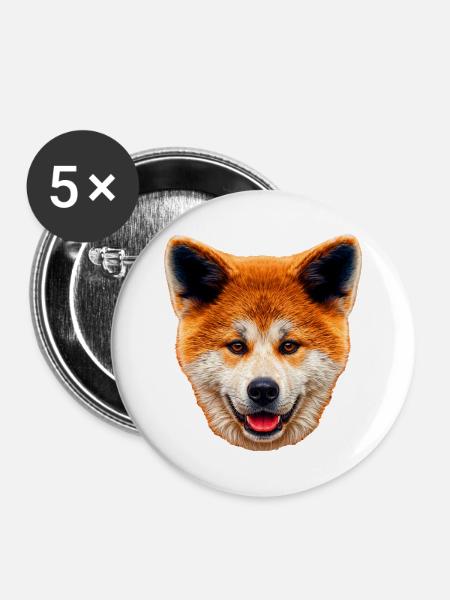 akita inu-Gesicht Illustration - Buttons mittel 32 mm (5er Pack) - Weiß