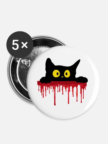 Unheimliche schwarze Katze - Buttons mittel 32 mm (5er Pack) - Weiß