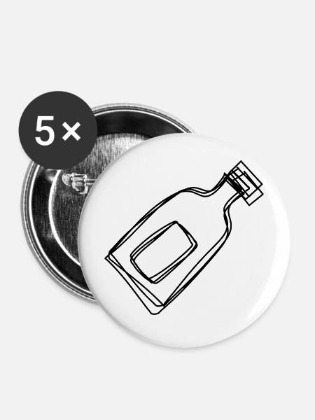 Flaschenpost handgezeichnet - Buttons mittel 32 mm (5er Pack) - Weiß