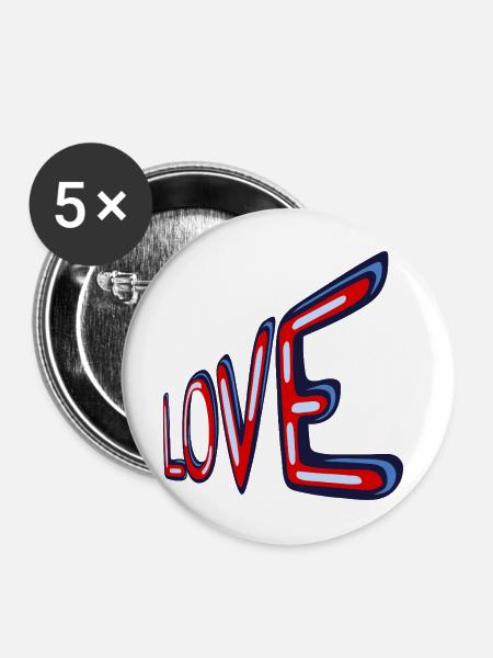 Liebe im Neon-Retro-Stil - Buttons mittel 32 mm (5er Pack) - Weiß
