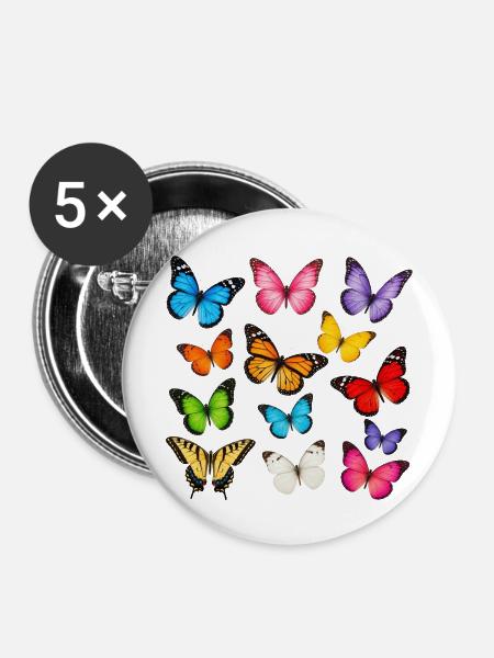 Regenbogenfalter im Flug - Buttons mittel 32 mm (5er Pack) - Weiß