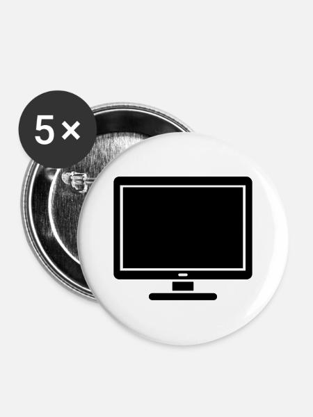 Fernsehen - Buttons mittel 32 mm (5er Pack) - Weiß