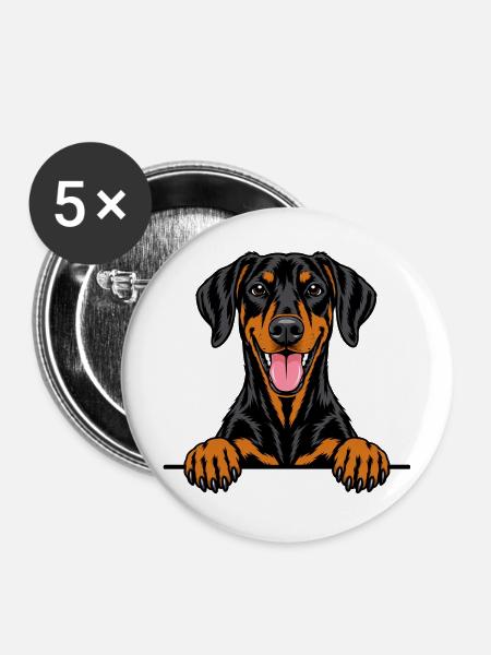 Dobermann Pinscher - Buttons mittel 32 mm (5er Pack) - Weiß