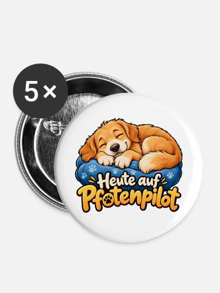 Heute auf Pfotenpilot - Buttons mittel 32 mm (5er Pack) - Weiß