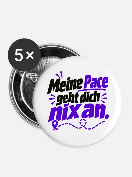 Meine Pace – frecher Laufspruch - Joggen - Laufen - Buttons mittel 32 mm (5er Pack) - Weiß