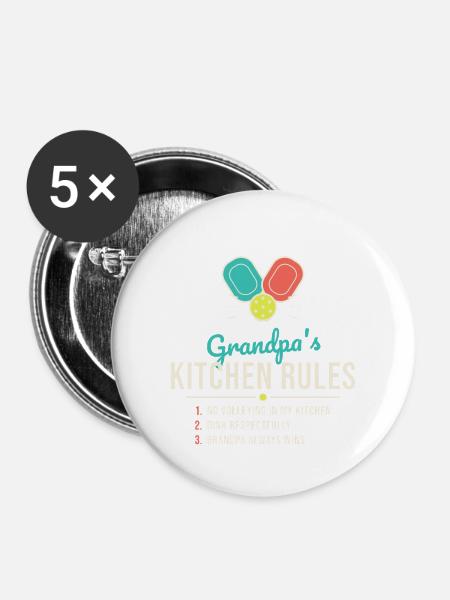 Grandpa's Kitchen Rules Tee - Buttons mittel 32 mm (5er Pack) - Weiß