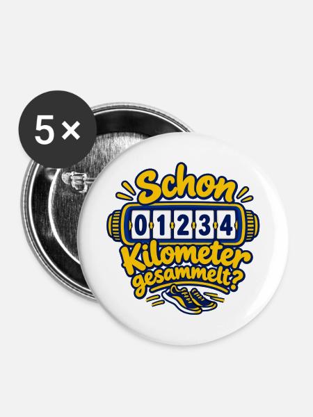 Kilometer sammeln – Laufmotivation - Buttons mittel 32 mm (5er Pack) - Weiß