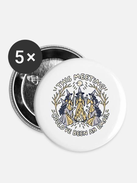 Hexenrunde - Buttons mittel 32 mm (5er Pack) - Weiß