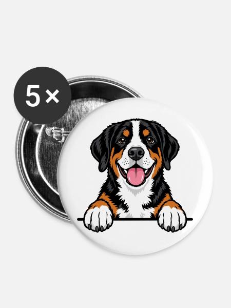 Grosser Schweizer Sennenhund - Buttons mittel 32 mm (5er Pack) - Weiß