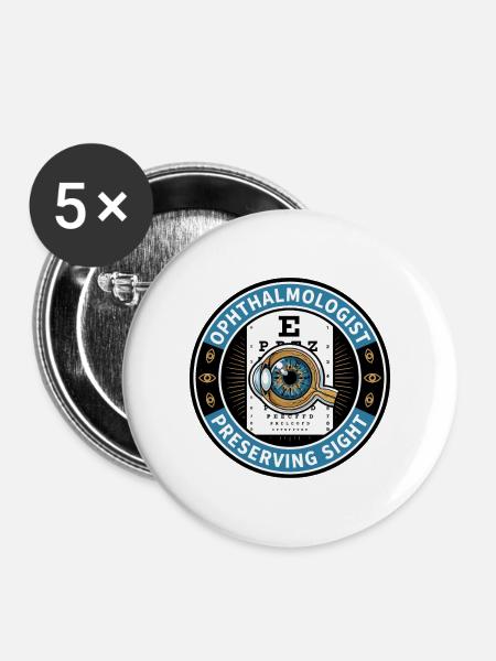 Augenarzt Snellen Akten-Abzeichen-Geschenk - Buttons mittel 32 mm (5er Pack) - Weiß