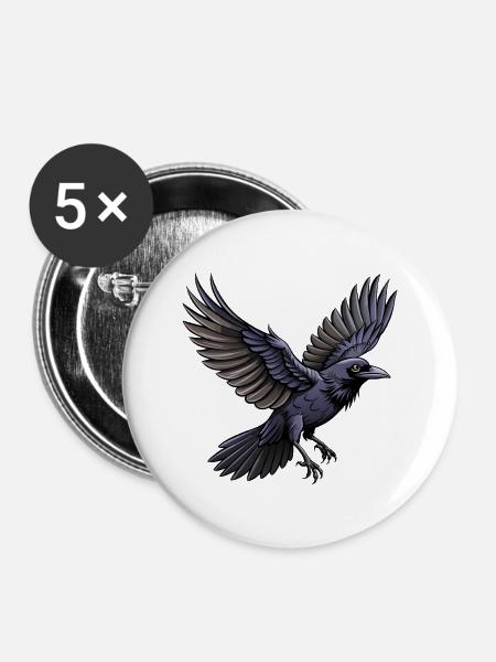 Fliegender Amerikanischer Krähenvogel - Buttons mittel 32 mm (5er Pack) - Weiß