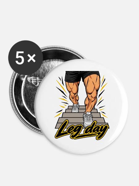 Fitness Herren Outfit - Leg day - Buttons mittel 32 mm (5er Pack) - Weiß