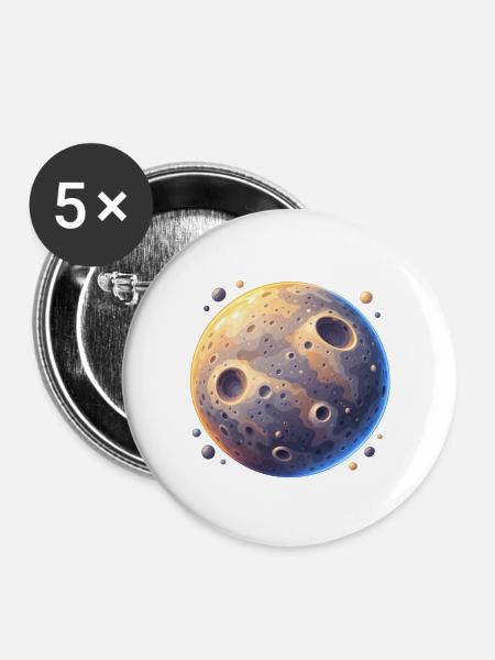 Mondkrater Farbenspiel - Buttons mittel 32 mm (5er Pack) - Weiß