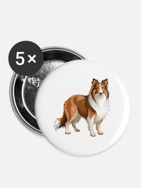 Collie Dog steht - Buttons mittel 32 mm (5er Pack) - Weiß