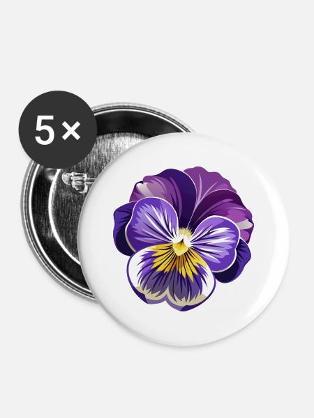 Stiefmütterchenblüte - Buttons mittel 32 mm (5er Pack) - Weiß