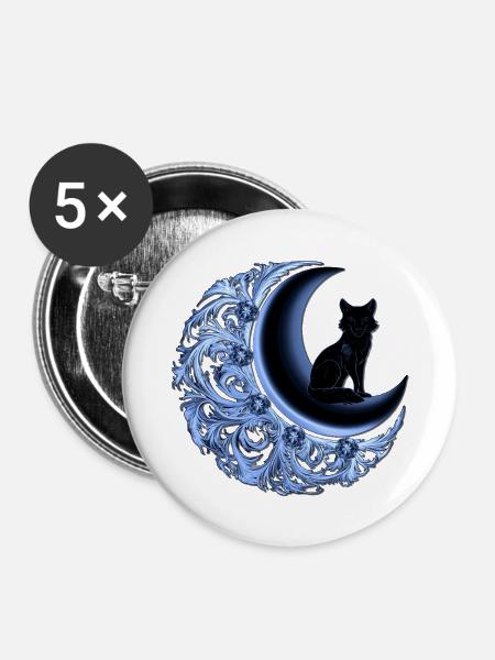 Celestial Fuchs Mond Magisch Mystic T Shirt - Buttons mittel 32 mm (5er Pack) - Weiß