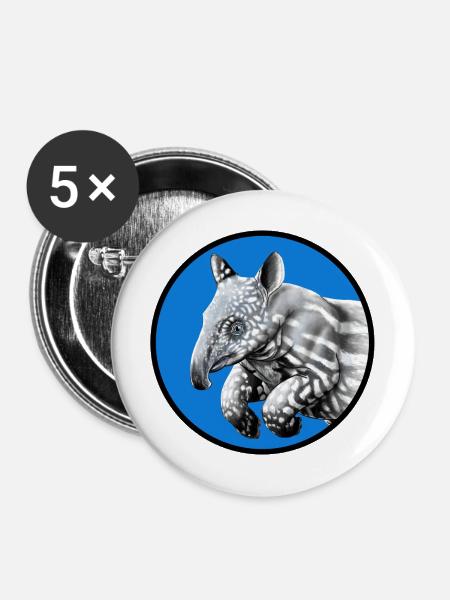kleines Tapir in rundem kreis - Buttons mittel 32 mm (5er Pack) - Weiß