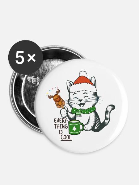 Nikolaus  - Buttons mittel 32 mm (5er Pack) - Weiß