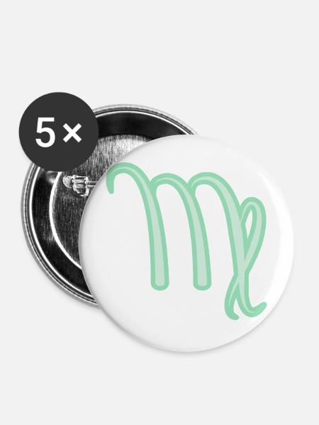 Jungfrau Sternzeichen Pastellgrün - Buttons mittel 32 mm (5er Pack) - Weiß