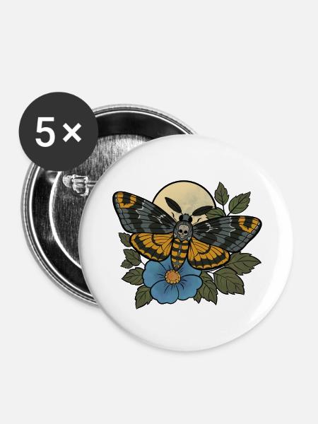 Schädelmotten-Mondblüte - Buttons mittel 32 mm (5er Pack) - Weiß