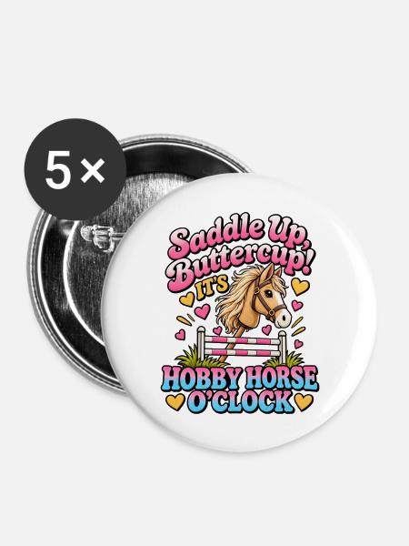 Sattel buttercup_Hobby Horse O'Clock - Buttons mittel 32 mm (5er Pack) - Weiß