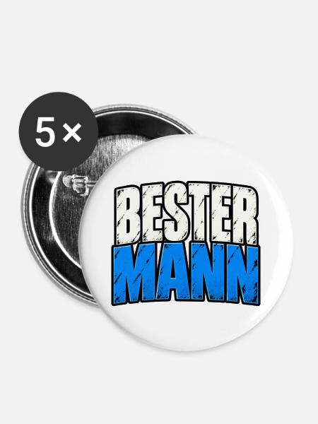 Bester Mann – Lustiger Männer Spruch - Buttons mittel 32 mm (5er Pack) - Weiß