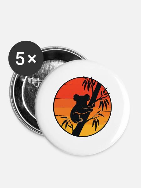 Koala Sonnenuntergang - Buttons mittel 32 mm (5er Pack) - Weiß