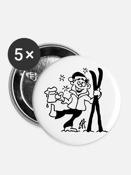 Apres-ski - Buttons mittel 32 mm (5er Pack) - Weiß