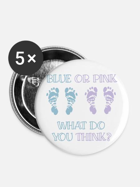 gender reveal party - Buttons mittel 32 mm (5er Pack) - Weiß