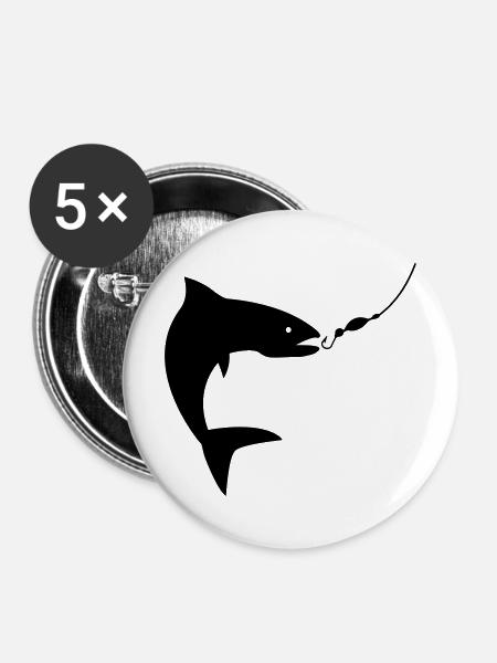 angeln - Buttons mittel 32 mm (5er Pack) - Weiß