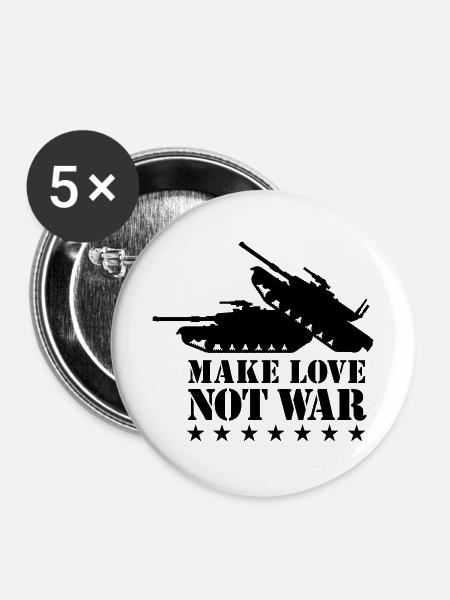 Make love not war 1clr - Buttons mittel 32 mm (5er Pack) - Weiß