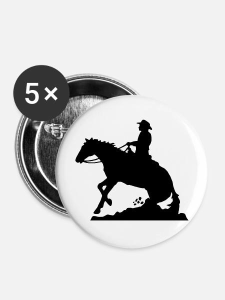 Westernreiten Mann - Buttons mittel 32 mm (5er Pack) - Weiß