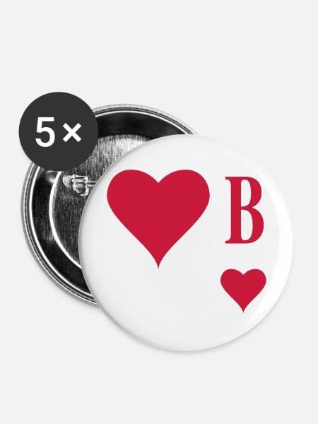 Herz Bube - Buttons mittel 32 mm (5er Pack) - Weiß