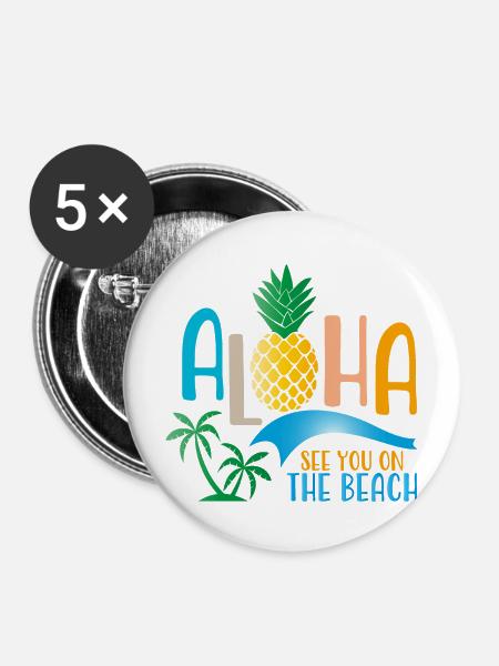 Beach - Buttons mittel 32 mm (5er Pack) - Weiß