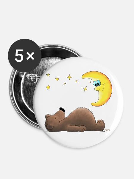 süßer Teddybär - Bär - Buttons mittel 32 mm (5er Pack) - Weiß