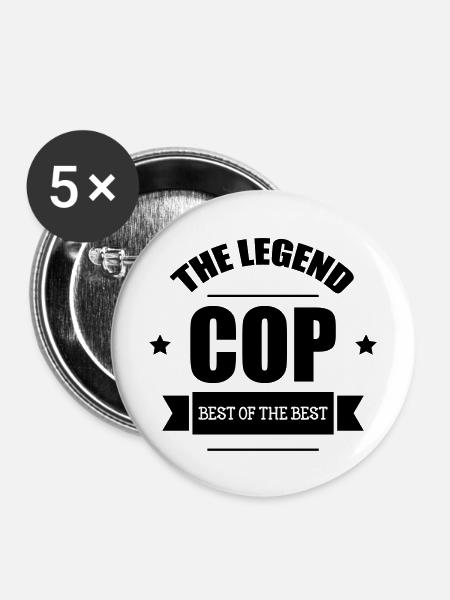 Police - Buttons mittel 32 mm (5er Pack) - Weiß