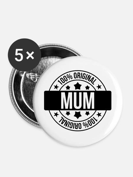 Mum - Buttons mittel 32 mm (5er Pack) - Weiß