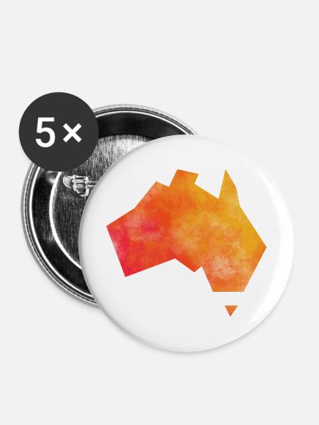 Karte Australien - Buttons mittel 32 mm (5er Pack) - Weiß