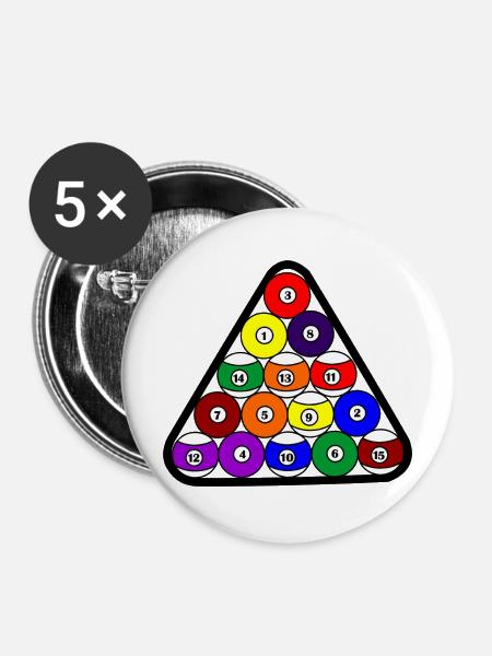 Snookerbälle für Snookerschläger oder Lüge - Buttons mittel 32 mm (5er Pack) - Weiß