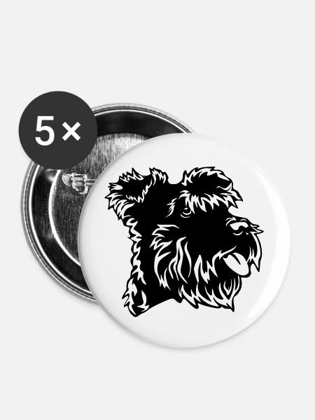 Zwergschnauzer Kopf - Buttons mittel 32 mm (5er Pack) - Weiß
